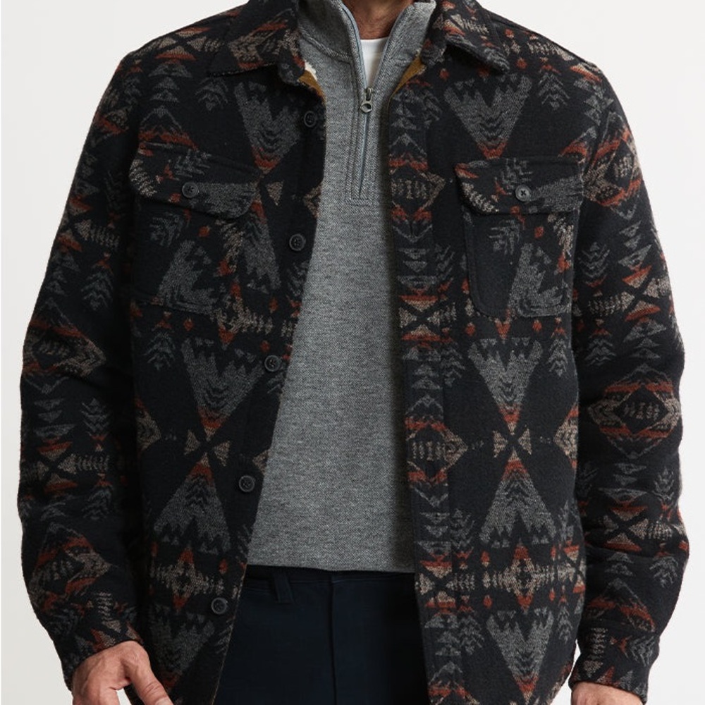 Jachs Men's Wool Blend Sherpa Lined Flannel‎ Shirt Jacket, Medium